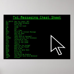 Póster Hoja de Cheat de mensajes Txt