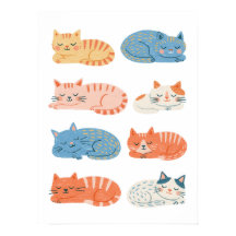 Hoja de Clip Art de Gatos Dormidos Dibujados a Man