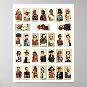 Póster Hoja de collage de viajes internacionales para niñ