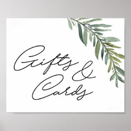 Póster Hoja de color de agua de Rótulo de regalo de 10" x