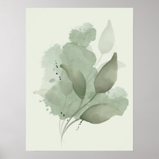 Póster Hoja de color verde oscuro