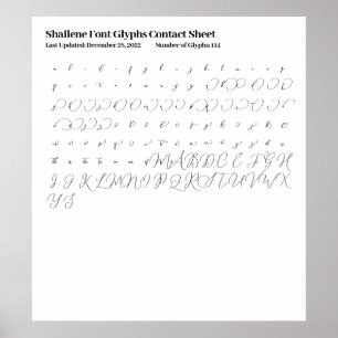 Póster Hoja de contacto de Glifos de fuentes de Shailene