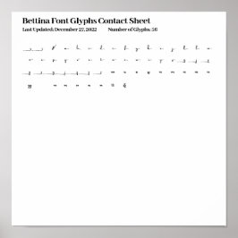 Póster Hoja de Contacto de Glifos de la Fuente Bettina