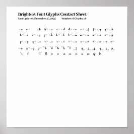 Póster Hoja de Contacto de Glifos de la Fuente Brightest