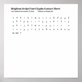 Póster Hoja de Contacto de Glifos de la Fuente Brighton S