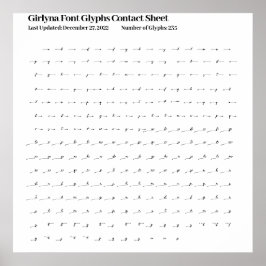 Póster Hoja de Contacto de Glifos de la Fuente Girlyna