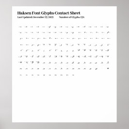 Póster Hoja de Contacto de Glifos de la Fuente Haksen