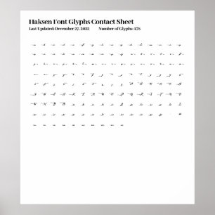 Póster Hoja de Contacto de Glifos de la Fuente Haksen