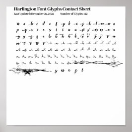 Póster Hoja de Contacto de Glifos de la Fuente Harlington
