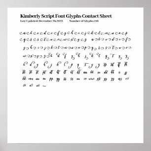 Póster Hoja de contacto de glifos de letras de Kimberly S