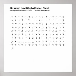 Póster Hoja de contacto de glifos de tipos de letra de be