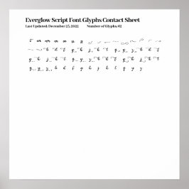 Póster Hoja de contacto de glifos de tipos de letra de sc