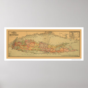 Póster Hoja de Ferrocarril de Long Island 1884