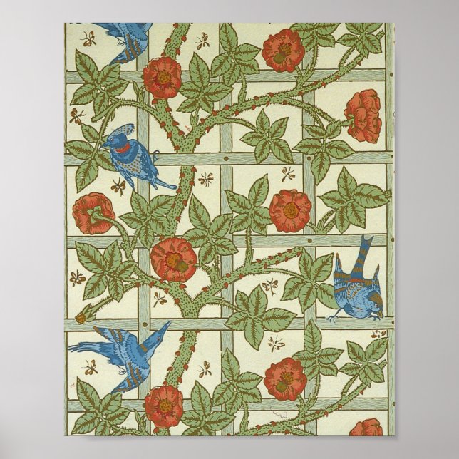 Póster Hoja de fondo de William morris de un juego de die (Frente)