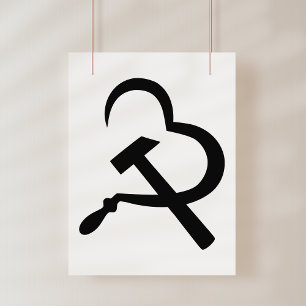 Póster Hoja de hoz y martillo, corazón, amor, comunismo