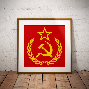 Póster Hoja de hoz y martillo, URSS, CCCP, comunismo