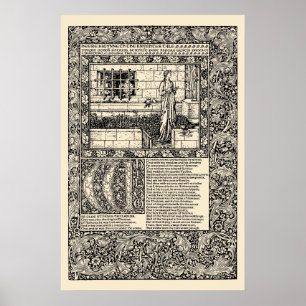 Póster Hoja de libro de Chaucer de la imprenta Kelmscott
