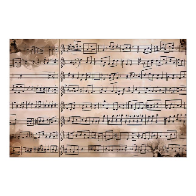 Póster Hoja de Música Antigüa (Anverso)