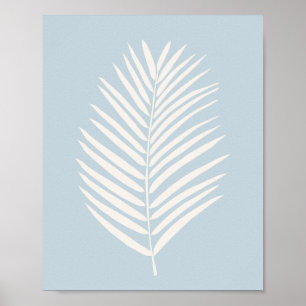 Póster Hoja de palma crema y azul claro