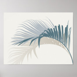 Póster Hoja de palmera azul con sombra