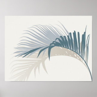 Póster Hoja de palmera azul con sombra