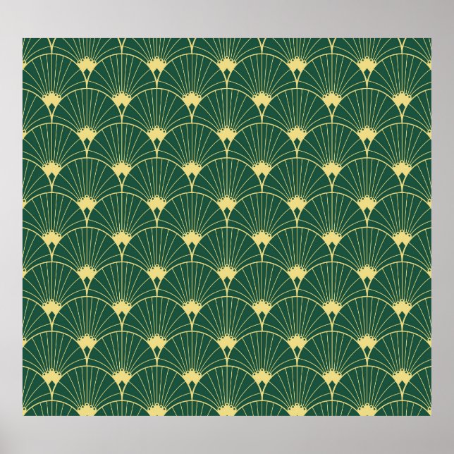 Póster Hoja de palmera: patrón art deco. (Frente)