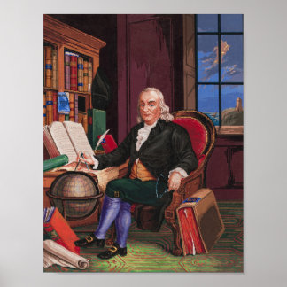 Póster Hoja de patrón de bordado de Benjamin Franklin