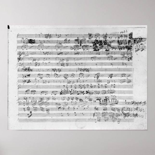 Póster Hoja de puntuación del autógrafo para el opus Trio (Frente)