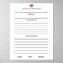 Hoja de recetas de descarga instantánea o