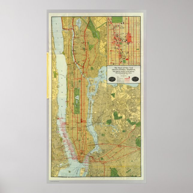 Póster Hoja de Ruta Central de Nueva York de 1918 (Frente)