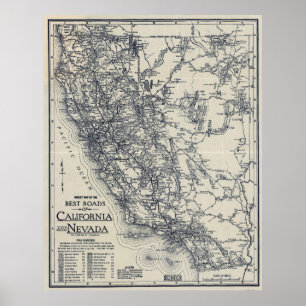 Póster Hoja de Ruta de la Antigua California y Nevada (19