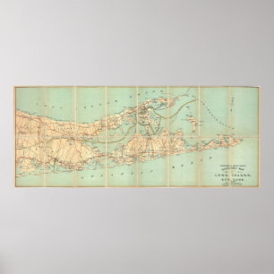Póster Hoja de Ruta de la Antigua Isla de Long Island (19