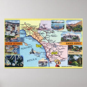 Póster Hoja de ruta de las autopistas románticas del sur 