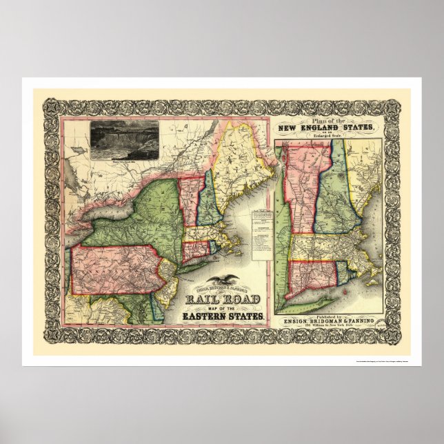 Póster Hoja de Ruta de los Estados del Este 1856 (Frente)