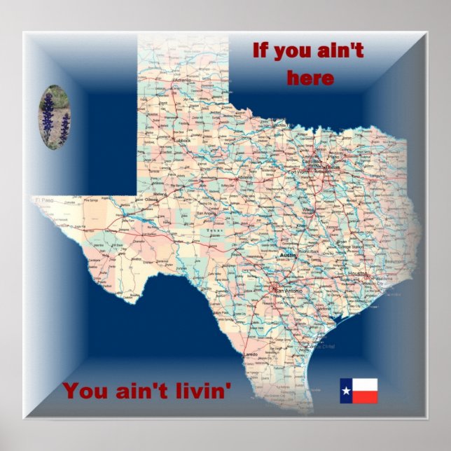 Póster hoja de ruta de texas (Frente)