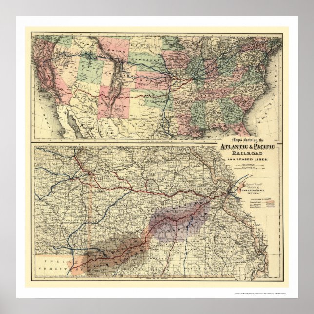 Póster Hoja de Ruta del Atlántico y el Pacífico 1873 (Frente)