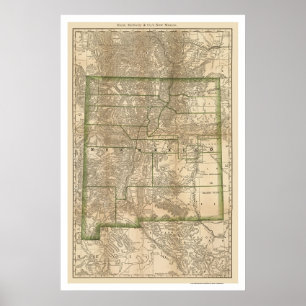 Póster Hoja de Ruta del Ferrocarril de Nuevo México 1879