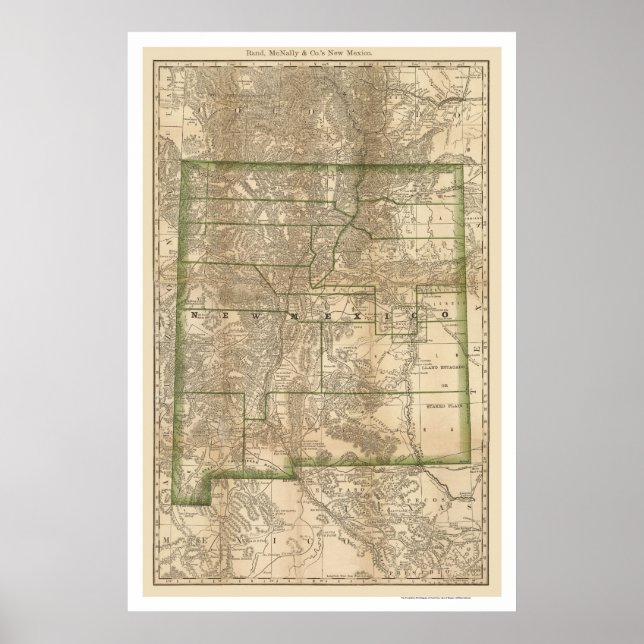 Póster Hoja de Ruta del Ferrocarril de Nuevo México 1879 (Frente)