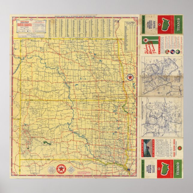 Póster Hoja de ruta N y S Dakota (Frente)