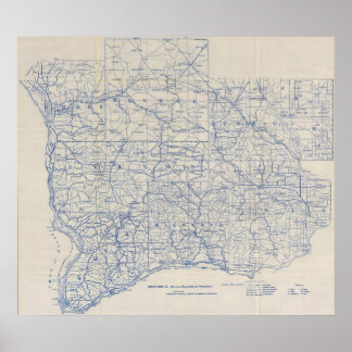 Póster Hoja de ruta para bicicletas de Wisconsin