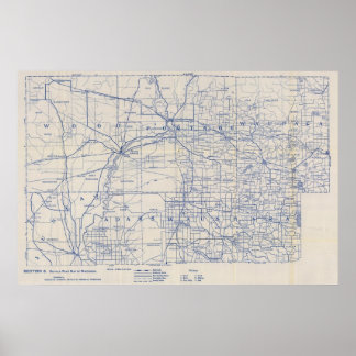 Póster Hoja de ruta para bicicletas de Wisconsin