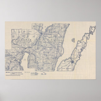 Póster Hoja de ruta para bicicletas de Wisconsin 2