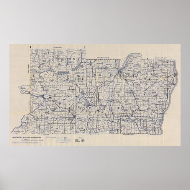 Póster Hoja de ruta para bicicletas de Wisconsin 3 (Frente)