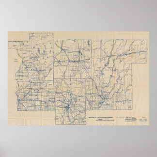 Póster Hoja de ruta para bicicletas de Wisconsin 3