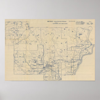 Póster Hoja de ruta para bicicletas de Wisconsin 7