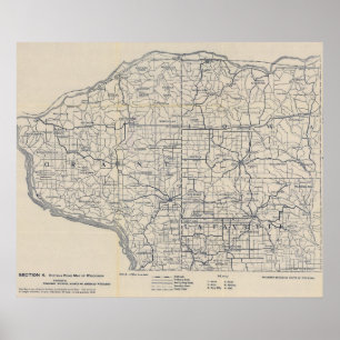 Póster Hoja de ruta para bicicletas de Wisconsin 8