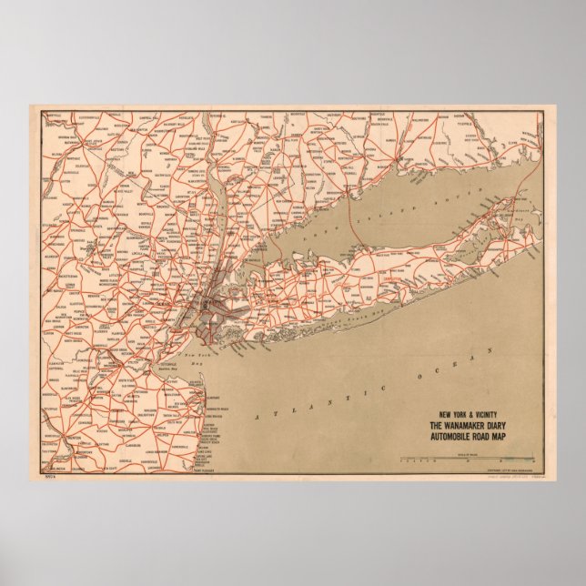 Póster Hoja de ruta triestatal de Nueva York (1917) (Frente)