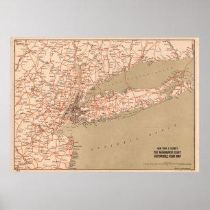 Póster Hoja de Ruta Vieja Nueva York Tri-State (1917)