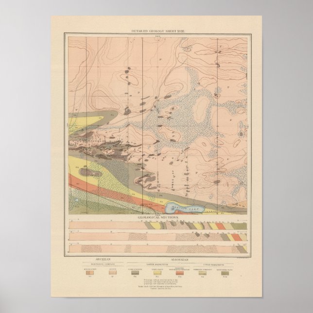 Póster Hoja detallada de geología XVIII (Frente)
