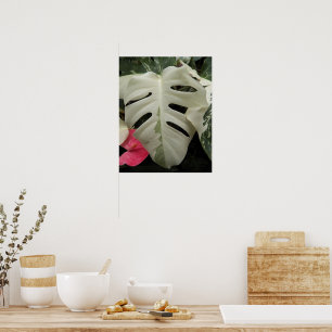 Póster Hoja floral de Monstera variada